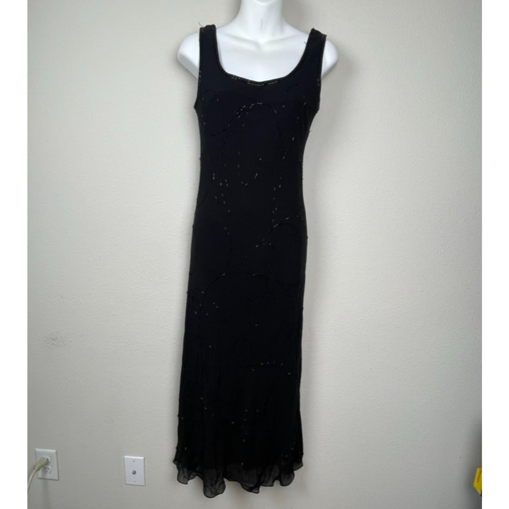 Jones New York Vintage Silk Dress 6 Beaded Y2K Vampy‎ Fairycore Whimsigoth